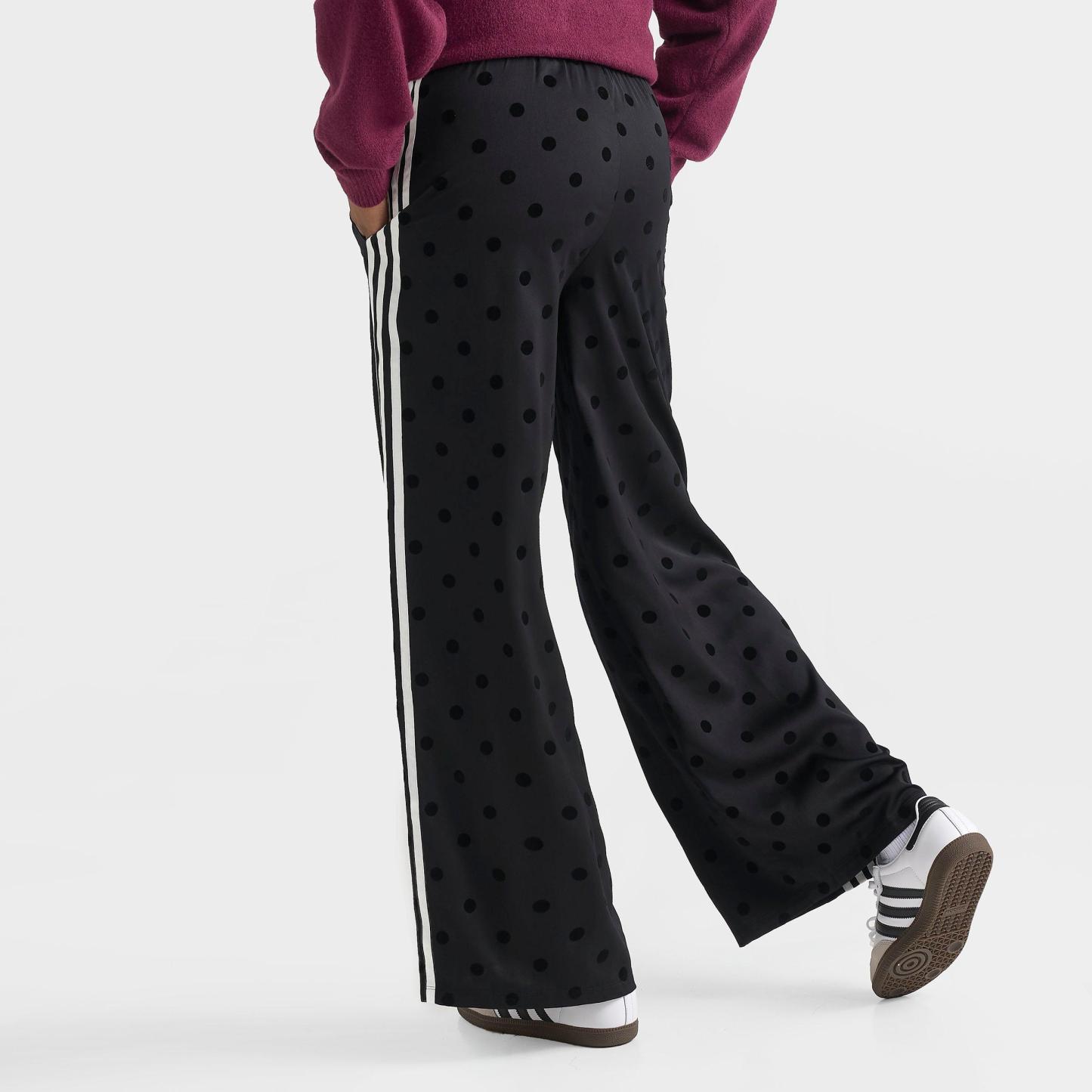 Women's adidas Originals Firebird Polka Dot Satin Wide-Leg Track Pants - Black