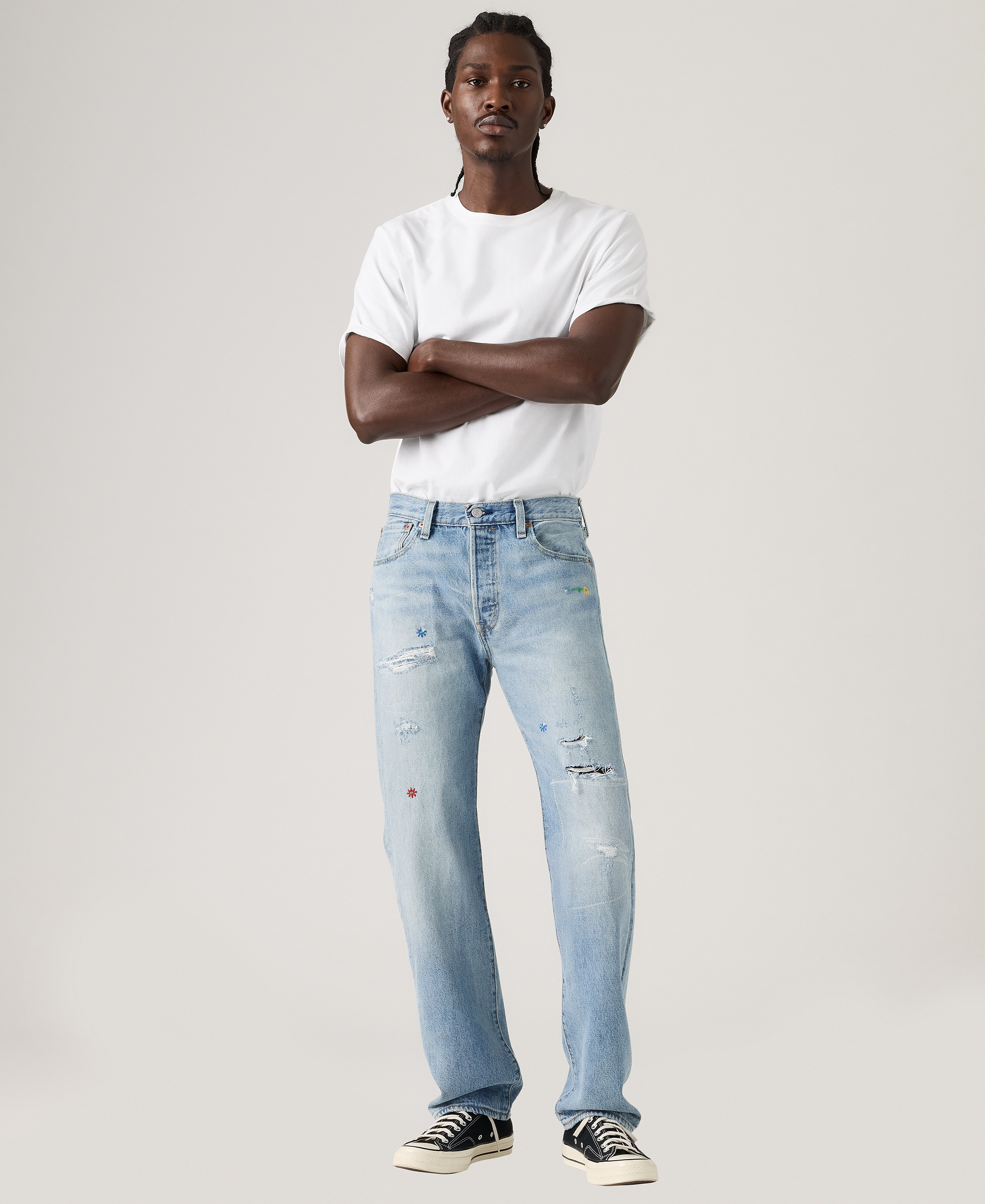 Levi's Men's 501 Straight-Fit Button Fly Stretch Jeans - Fix the car