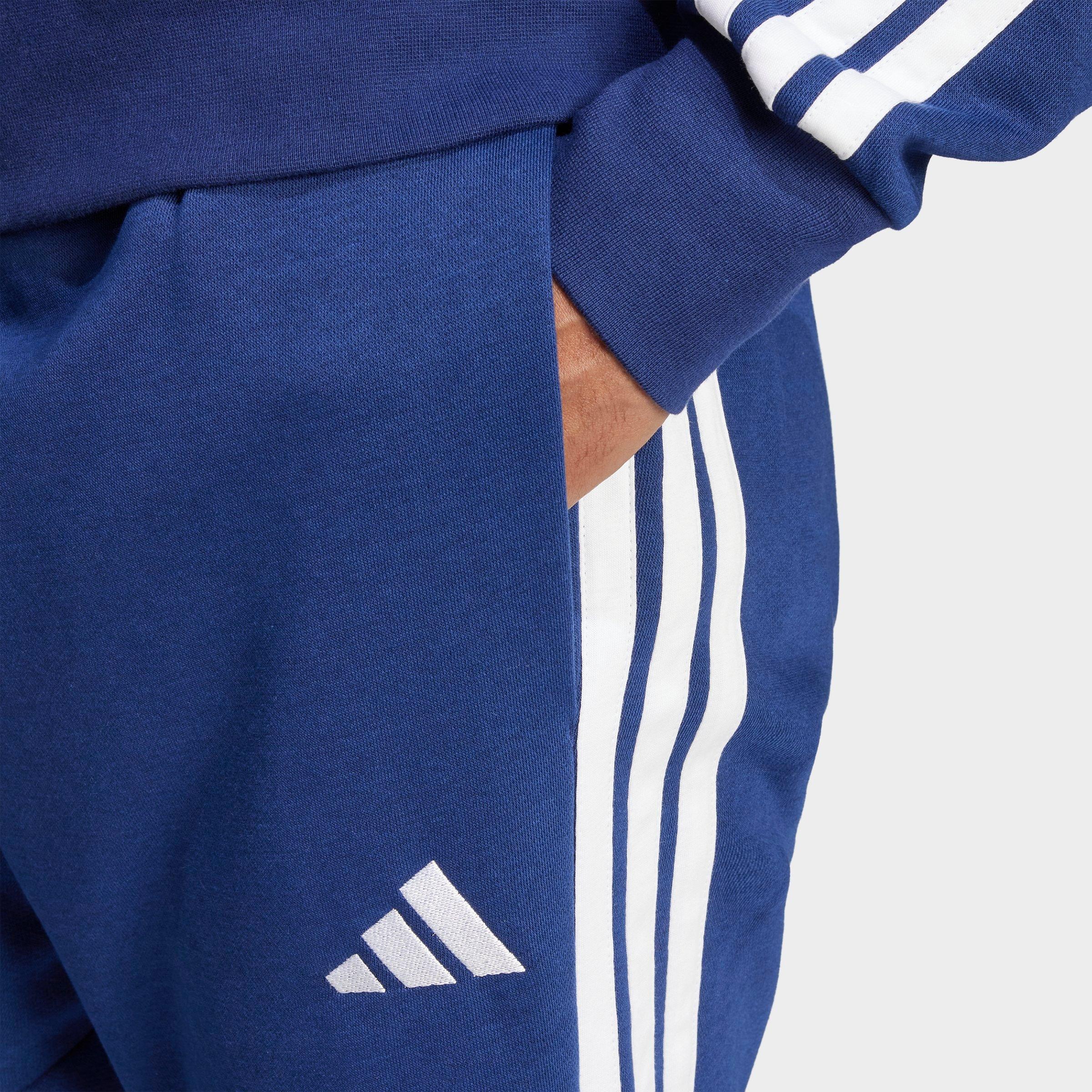 Men's adidas Essentials 3-Stripes Fleece Jogger Pants - Dark Blue/White