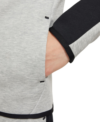 Nike Boys' and Girls' 7-20 Sportswear Tech Fleece Full-Zip Hoodie - Dark Gray Heather/Black