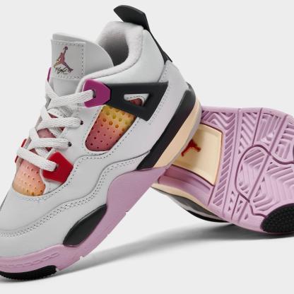 Kids' Toddler Air Jordan Retro 4 Basketball Shoes - Off White/Anthracite/Fire Pink - view 3