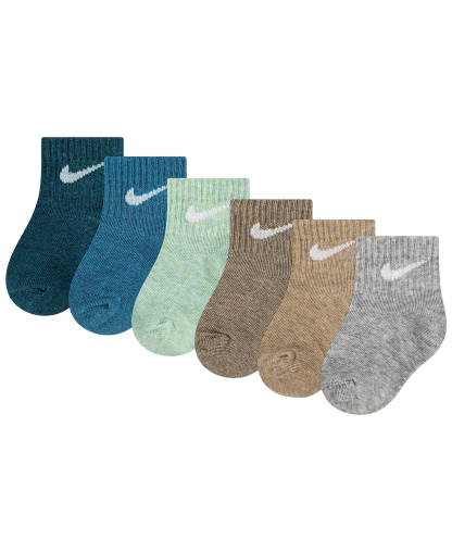 Nike Baby and Toddler Boys' and Baby Girls' Swoosh Ankle Socks, 6-Pack - Energy