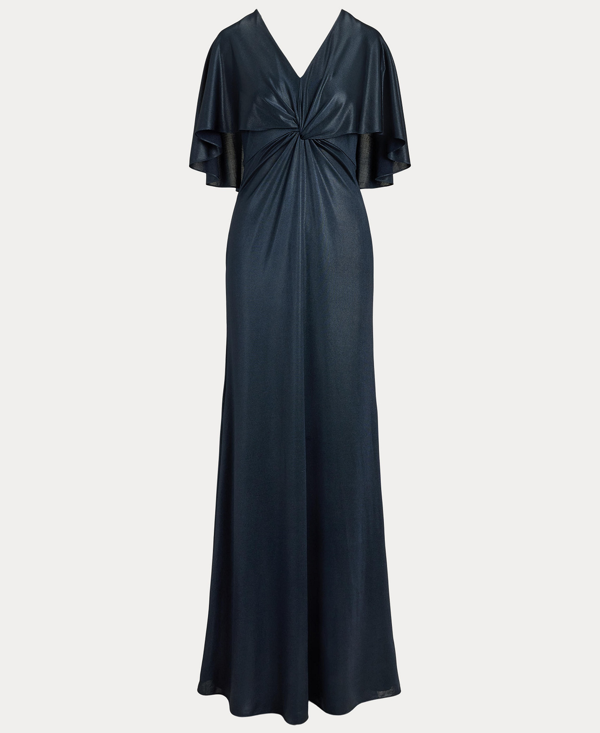 Lauren Ralph Lauren Women's Metallic Jersey Twist-Front Cape Gown - Navy