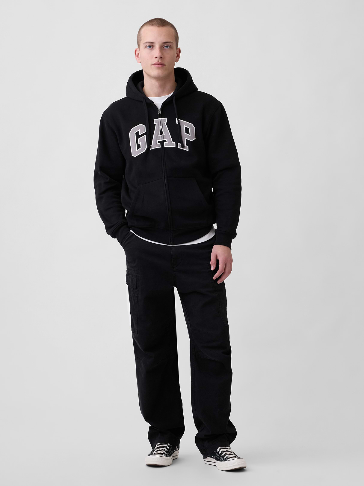 Adult VintageSoft Arch Logo Zip Hoodie - Black