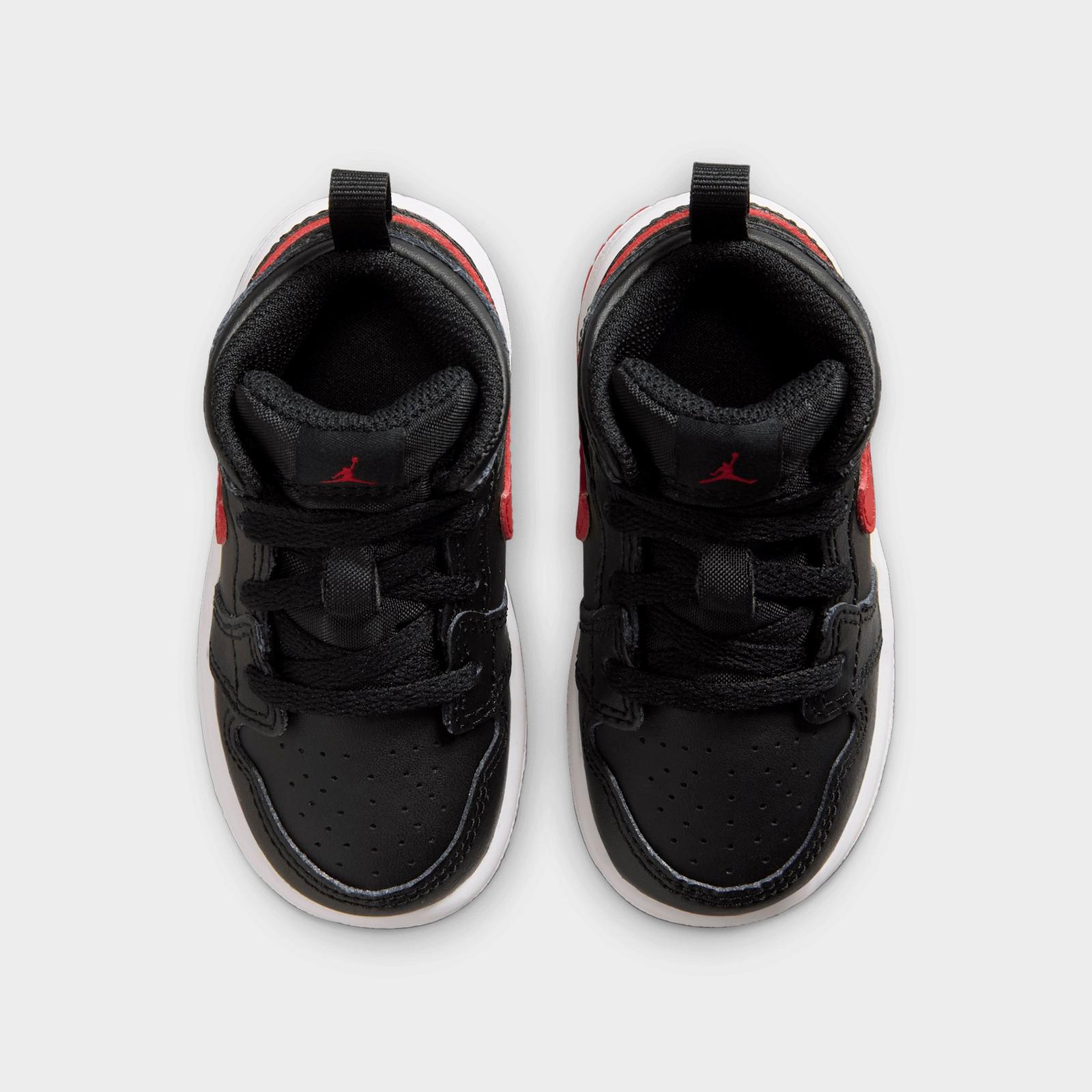 Kids' Toddler Air Jordan Retro 1 Mid Casual Shoes - Black/White/University Red - view 5