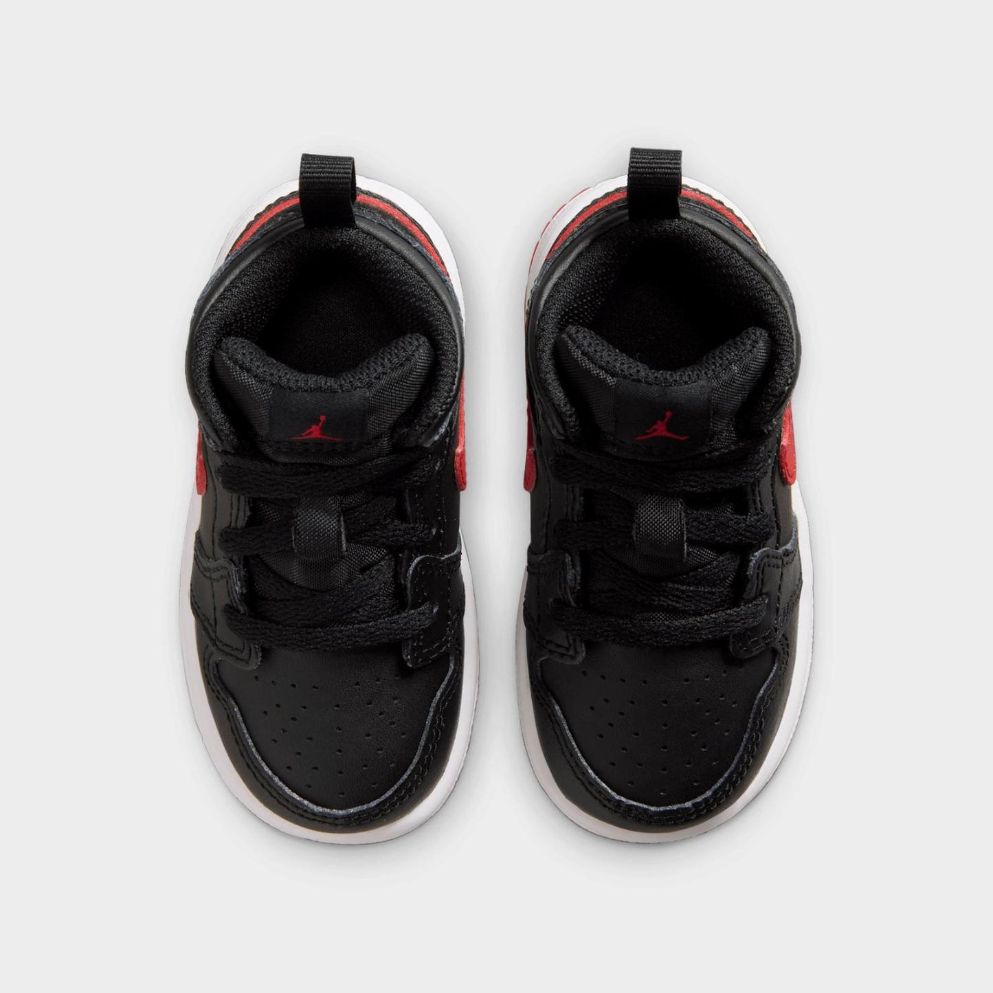 Kids' Toddler Air Jordan Retro 1 Mid Casual Shoes - Black/White/University Red - view 5