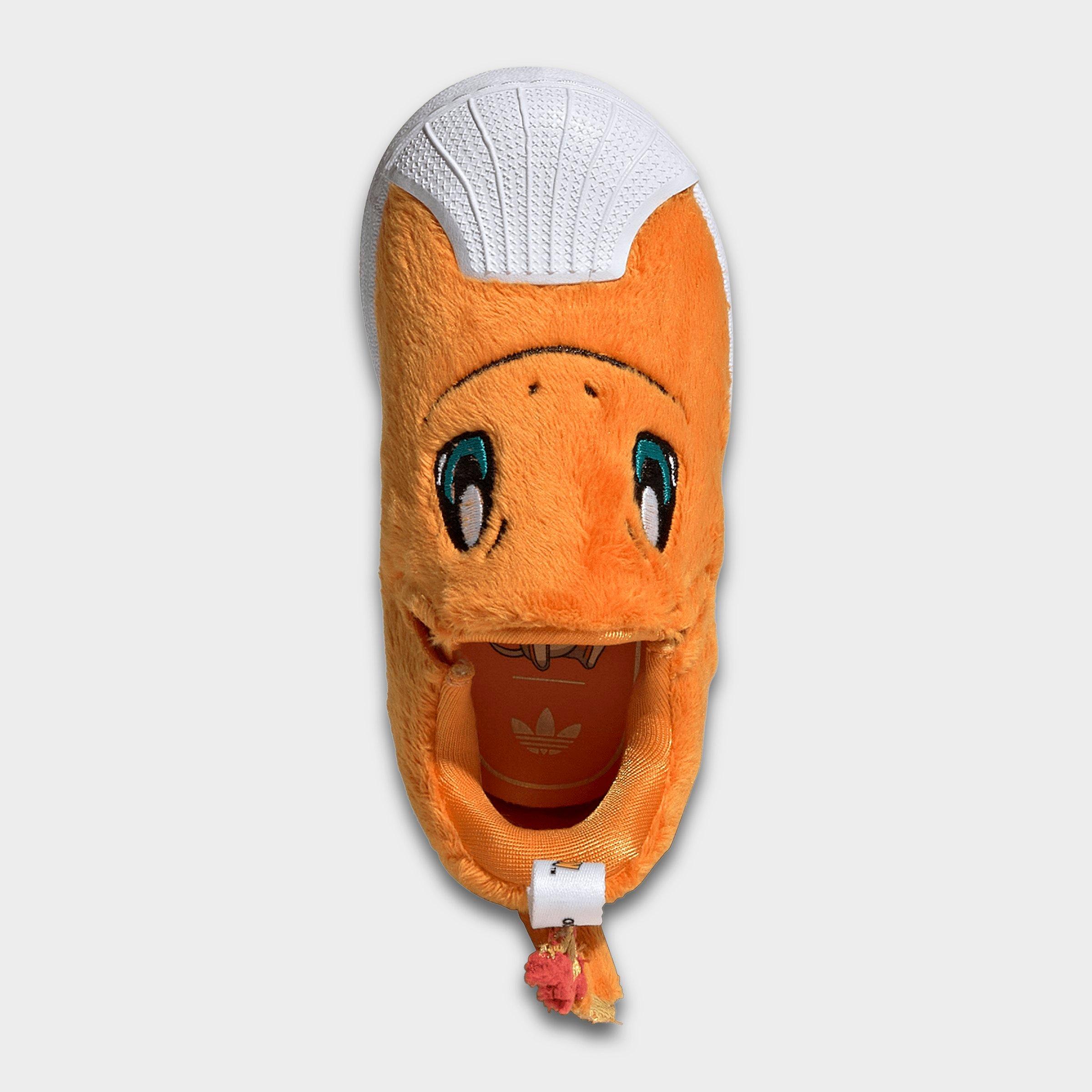 Kids' Toddler adidas x Pokemon Superstar Quickon Casual Shoes - Orange/Cloud White/Equipment Green - Top view