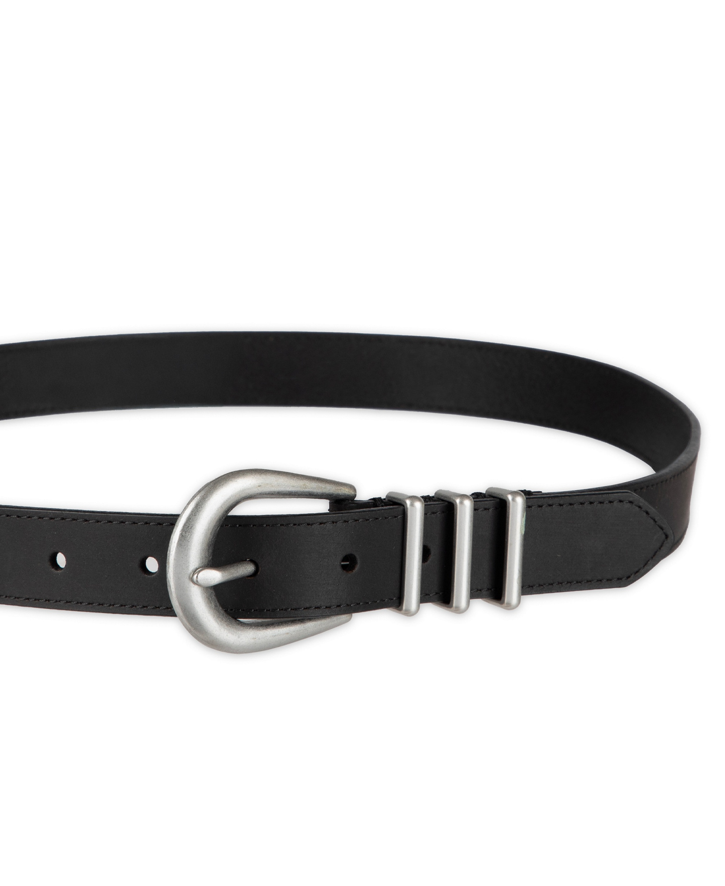 Levi's Women's Skinny Triple Metal Loop Leather Belt - Black