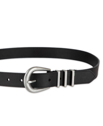 Levi's Women's Skinny Triple Metal Loop Leather Belt - Black