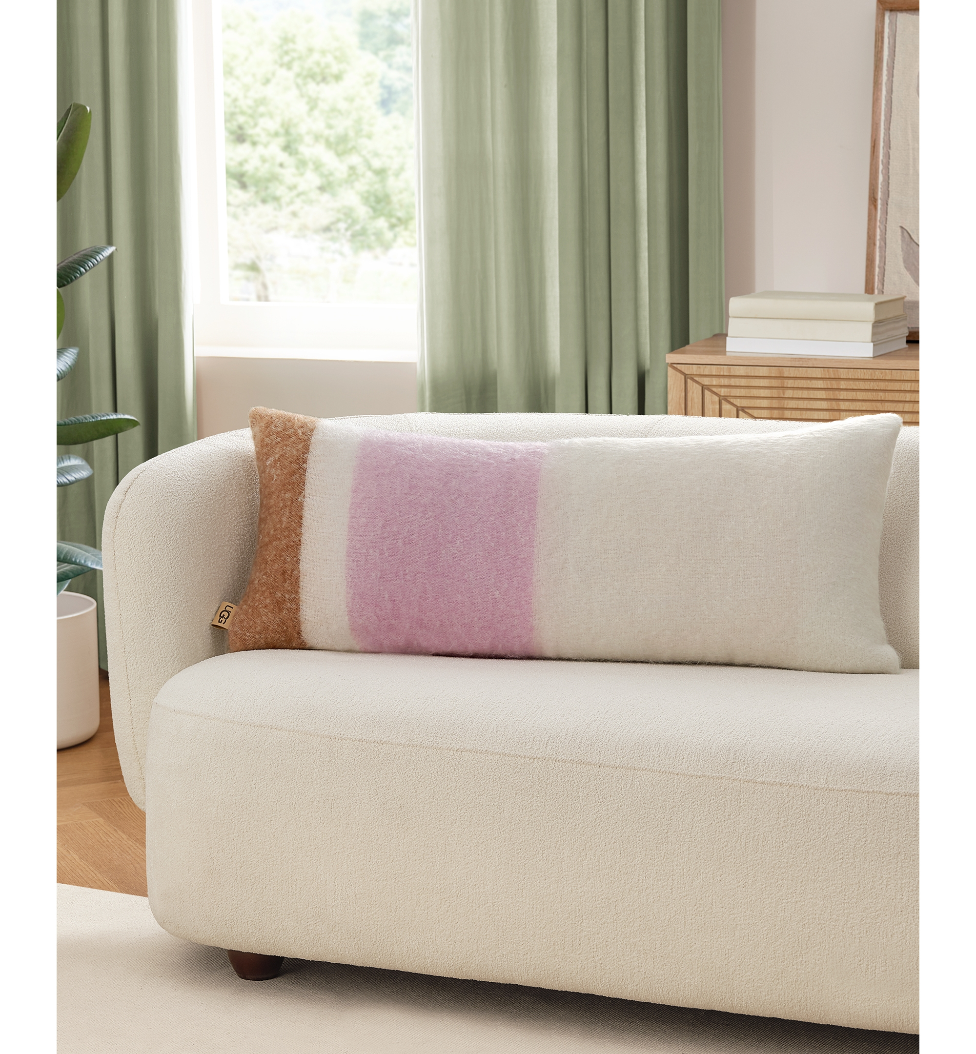 UGG® Simona Faux Mohair Bolster Decorative Pillow, 14" x 36" - Rosetta Stripe