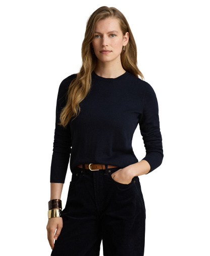 Lauren Ralph Lauren Women's Long-Sleeve Crewneck Sweater - Lauren Navy