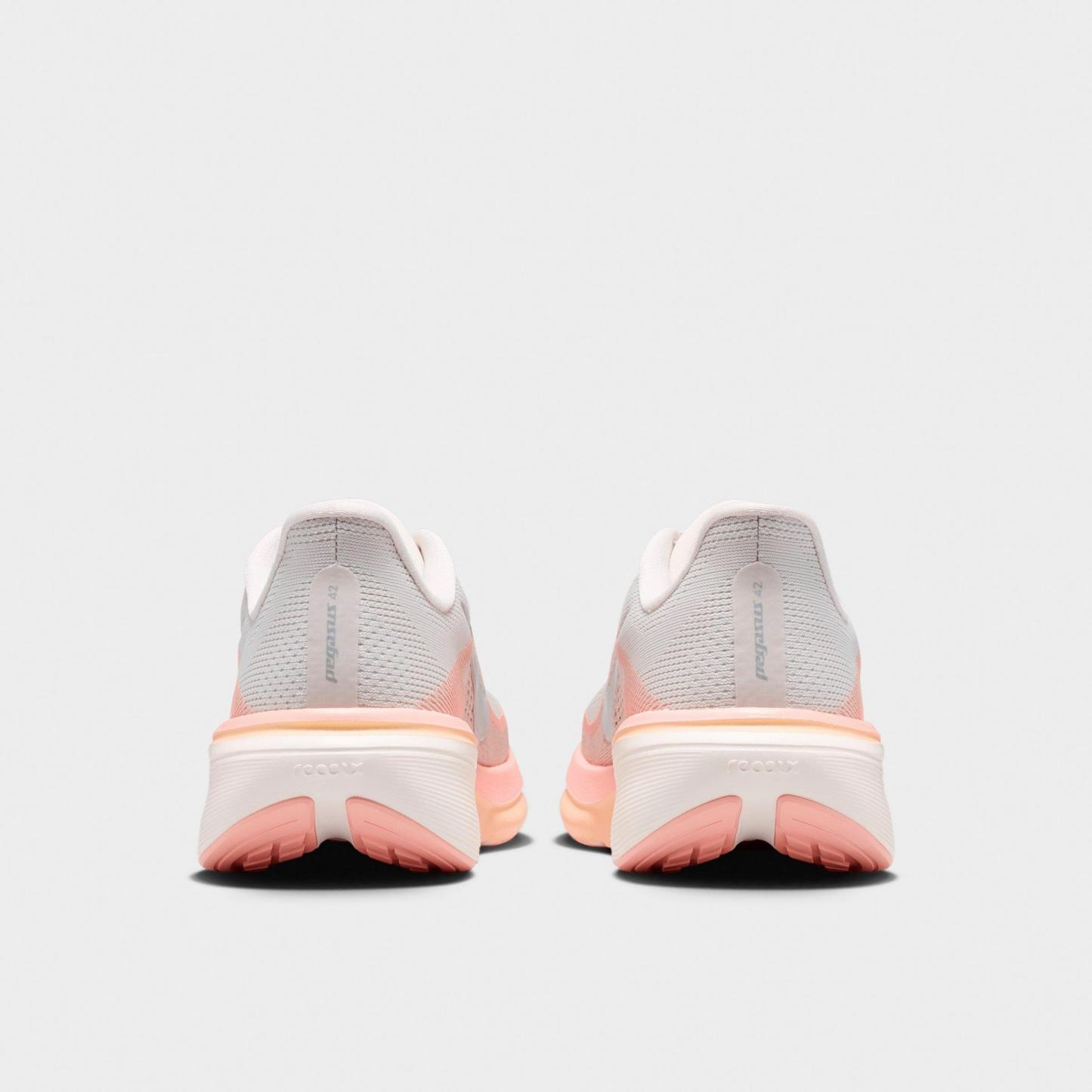 Women's Nithtke Pegasus 42 Running Shoes - Part 2 - Light Bone/Arctic Orange/Chalk/Metallic Silver - Back view