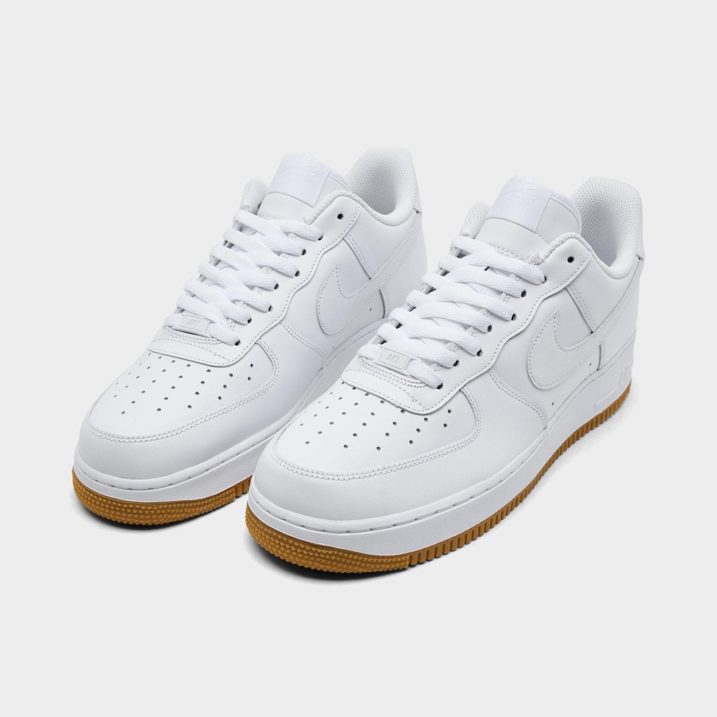 Men's Nithtke Air Force 1 '07 Gum Casual Shoes - White/White/Gum Light Brown - Both shoes facing left