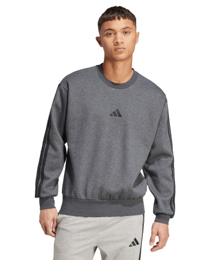 adidas Men's Essentials 3-Stripes Fleece Sweatshirt - Dark Gray Heather