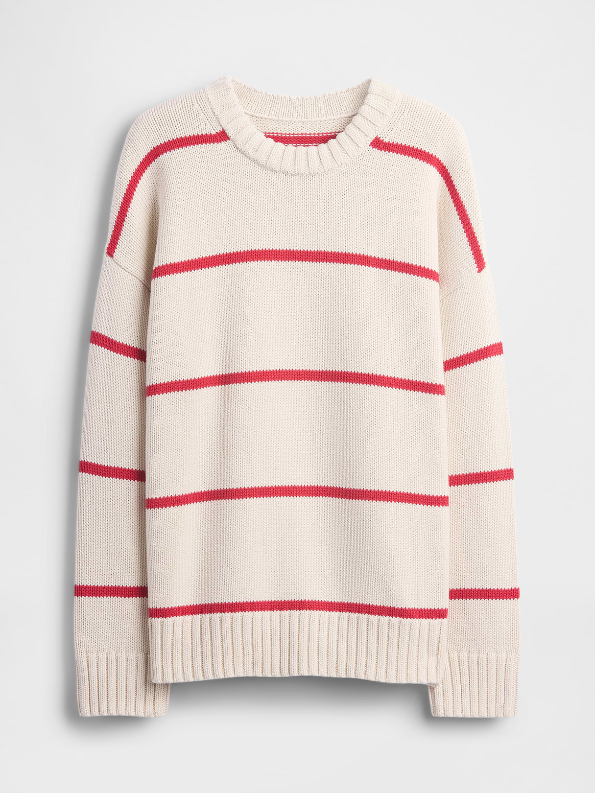 100% Cotton Oversized Sweater - Red & white stripe