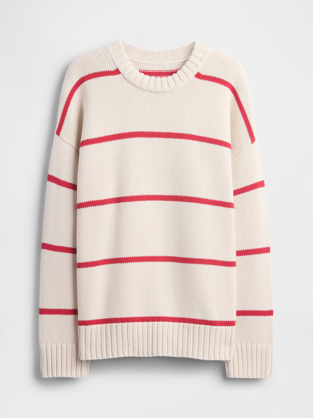 100% Cotton Oversized Sweater - Red & white stripe