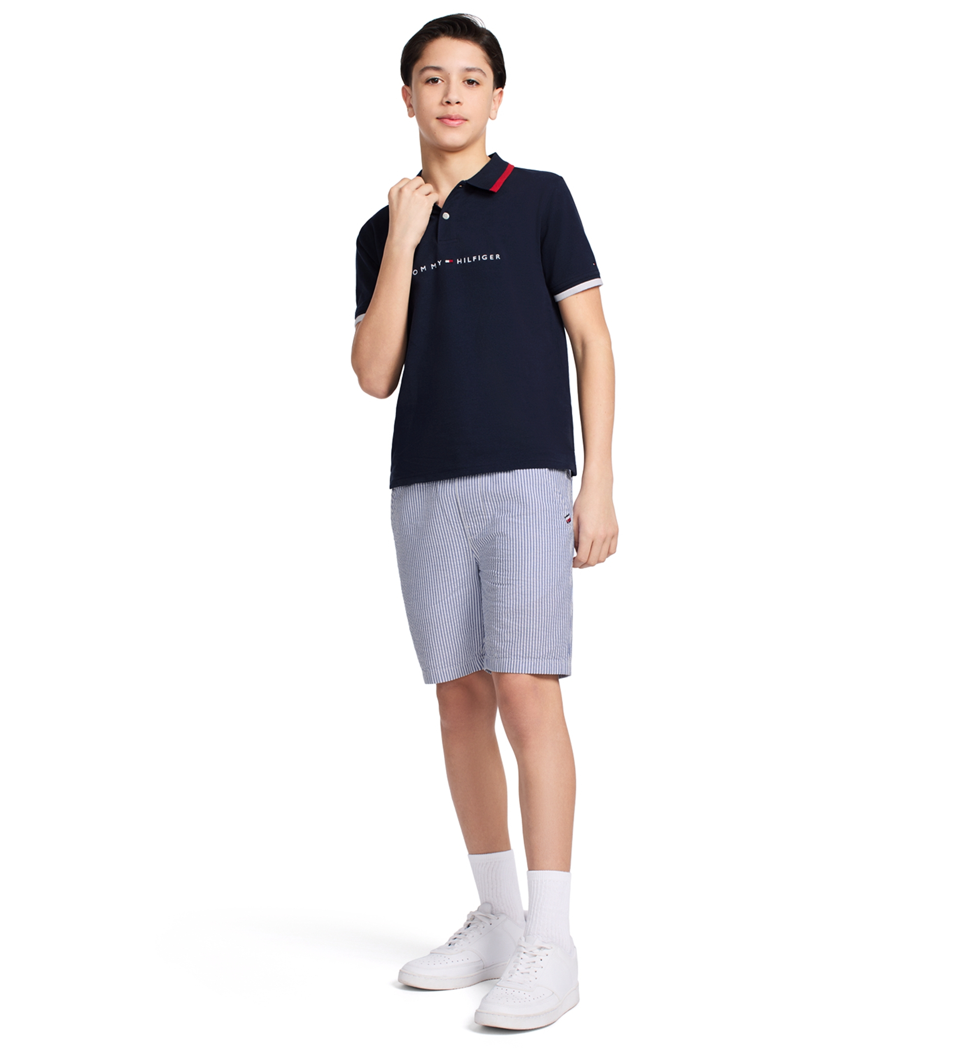 Tommy Hilfiger Boys' 2T-7 Tomas Short-Sleeve Tipped Polo Shirt - Navy Blazer
