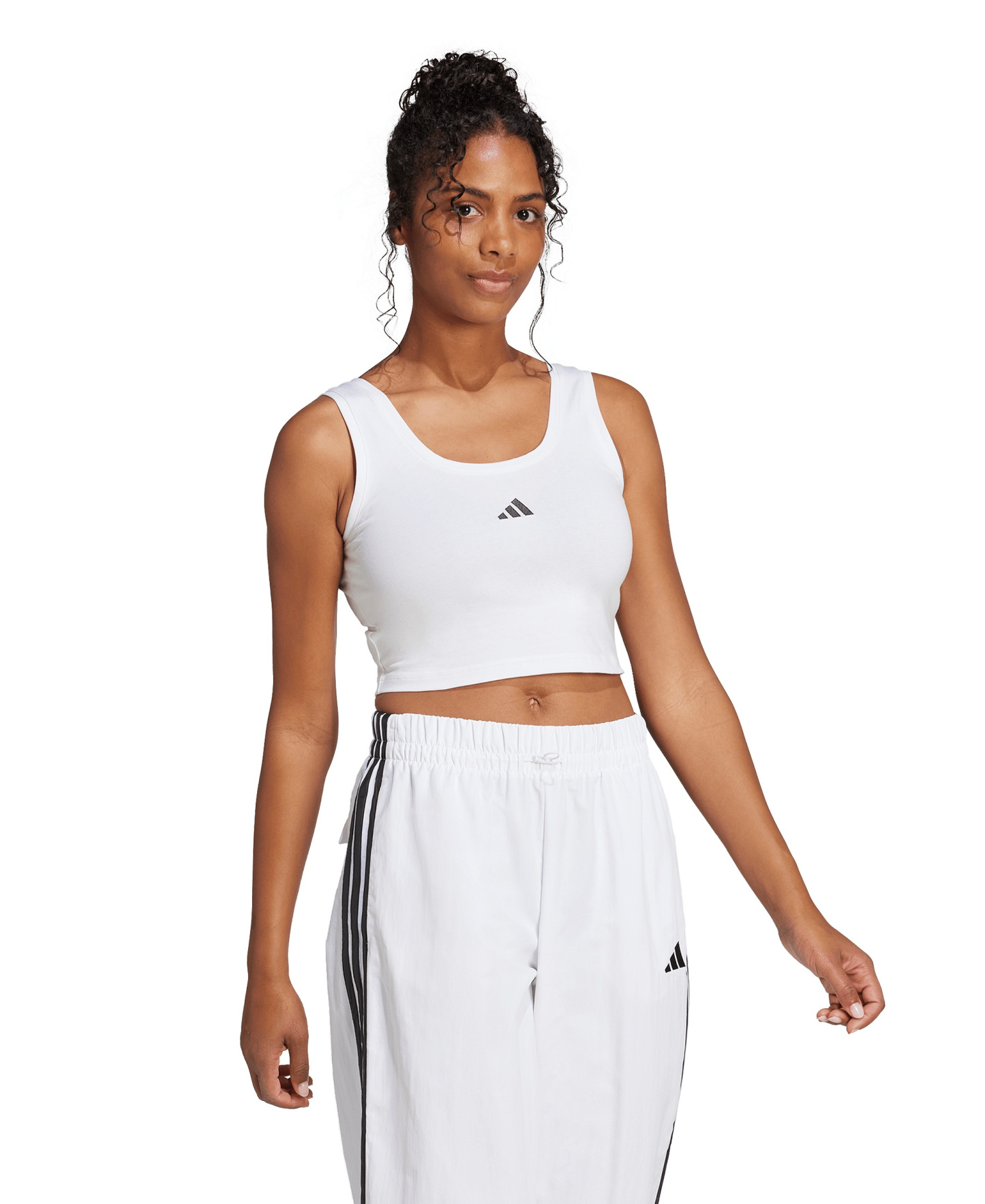 adidas Women's Essentials Small Logo Cotton Tank Top - White/Black