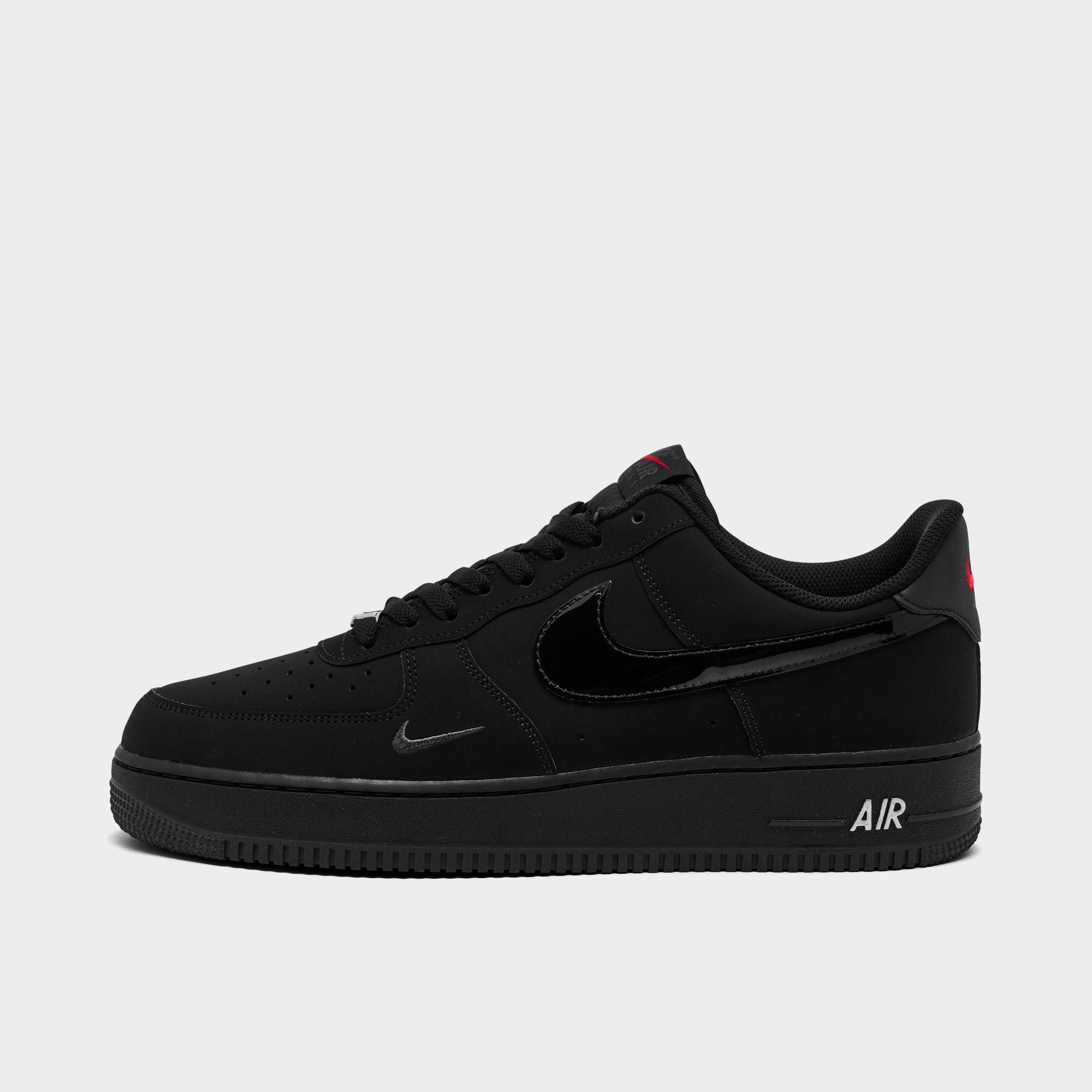 Men's Nithtke Air Force 1 '07 LV8 Casual Shoes - Part 3 - Black/Black/Dark Smoke Grey/University Red - Left shoe facing left. Outside of the shoe.