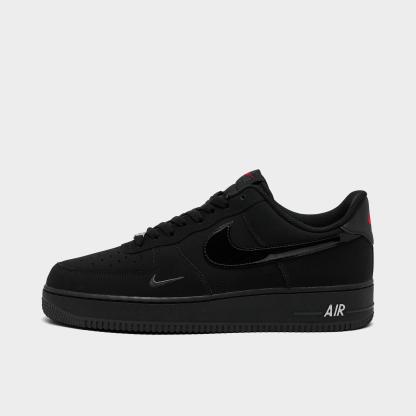 Men's Nithtke Air Force 1 '07 LV8 Casual Shoes - Part 3 - Black/Black/Dark Smoke Grey/University Red - Left shoe facing left. Outside of the shoe.