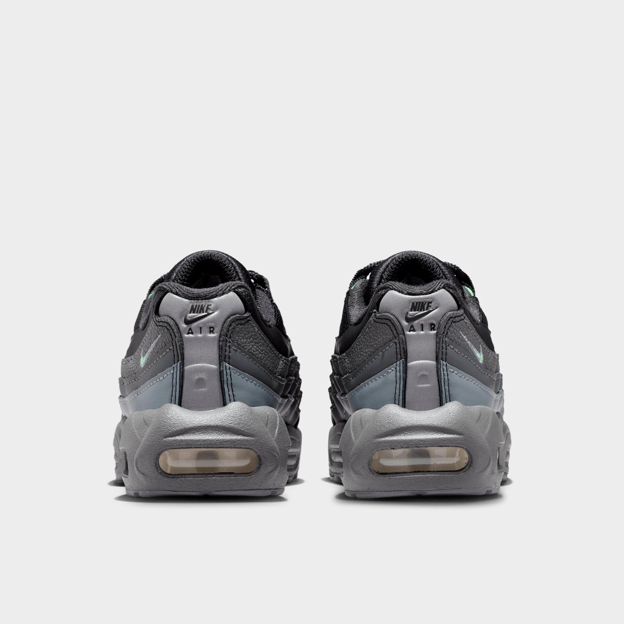 Little Kids' Nithtke Air Max 95 Recraft Casual Shoes - Black/Cool Grey/Iron Grey/Illusion Green - Back view