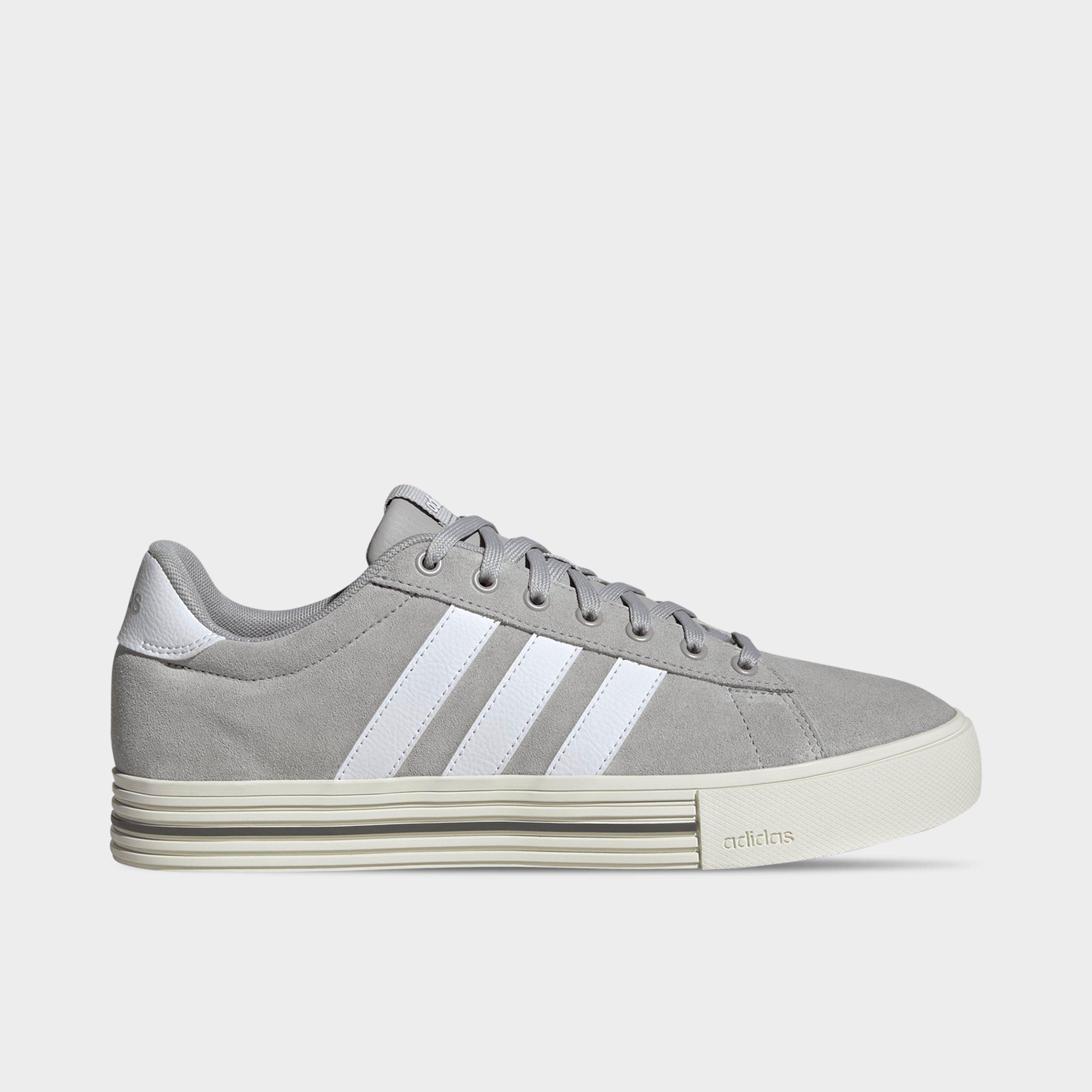 Men's adidas Daily 4.0 Casual Shoes (Big Kids' Sizes Available) - Part 2 - Grey/Cloud White/Off White - Left shoe facing left. Outside of the shoe.