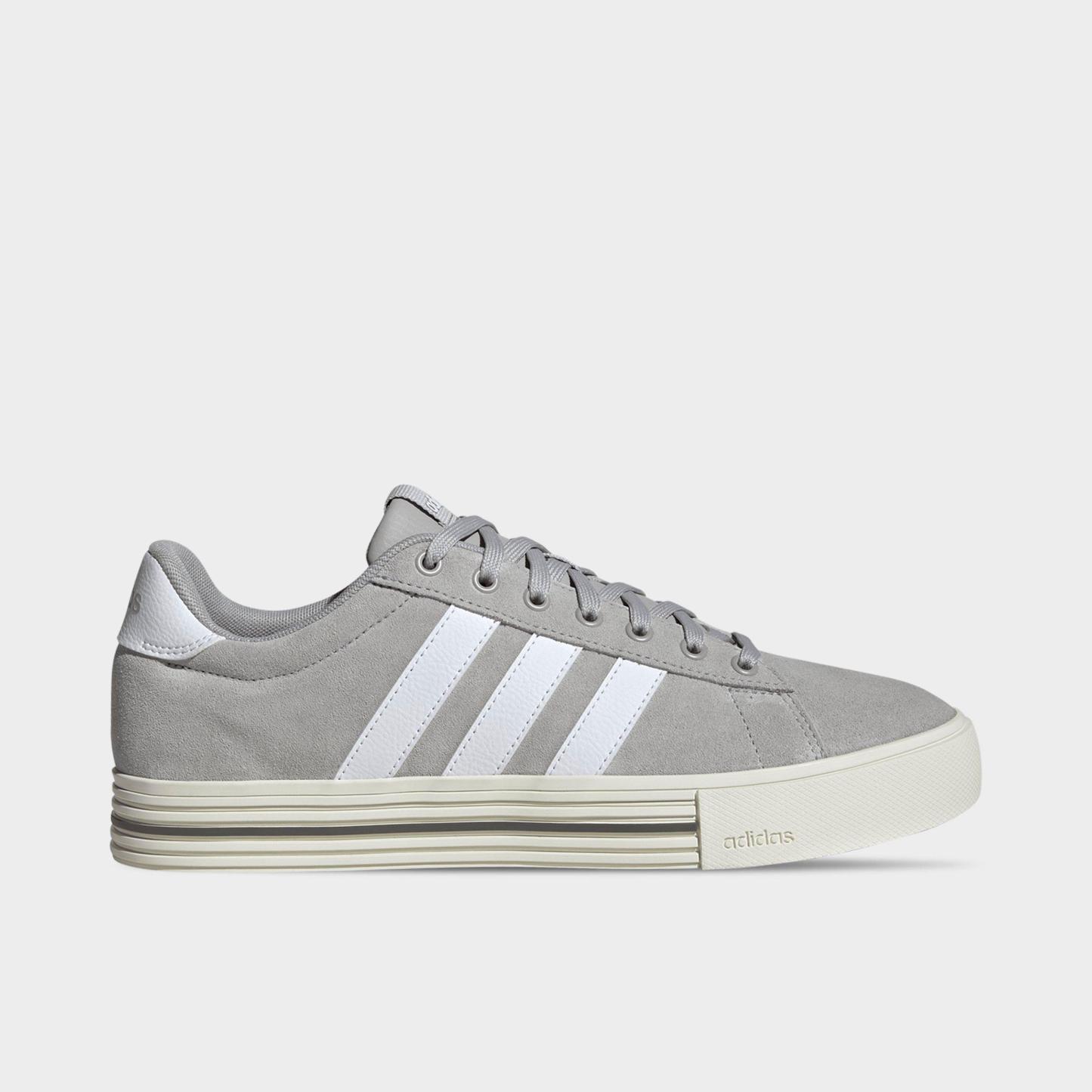 Men's adidas Daily 4.0 Casual Shoes (Big Kids' Sizes Available) - Part 2 - Grey/Cloud White/Off White - Left shoe facing left. Outside of the shoe.