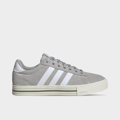 Men's adidas Daily 4.0 Casual Shoes (Big Kids' Sizes Available) - Part 2 - Grey/Cloud White/Off White - Left shoe facing left. Outside of the shoe.