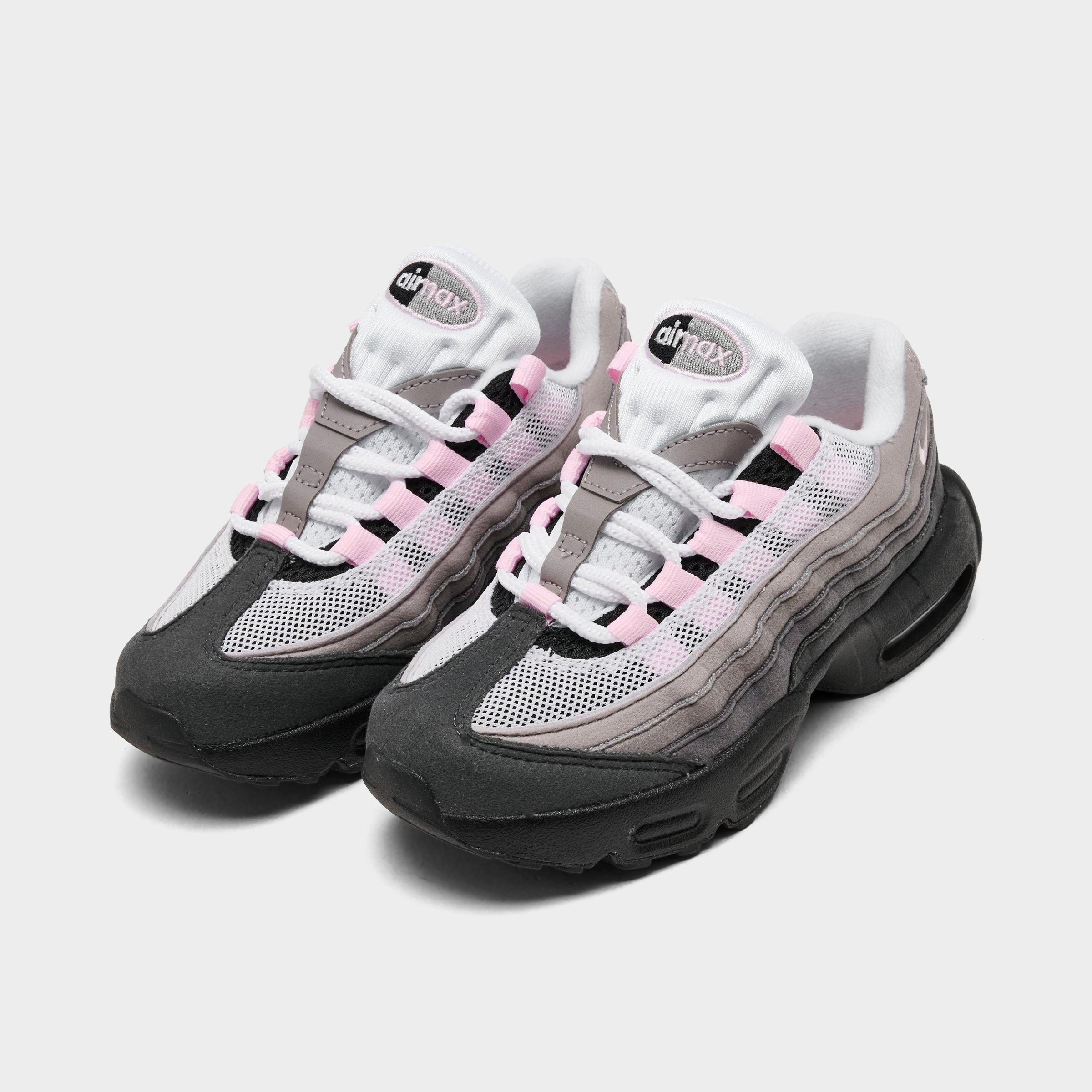 Little Kids' Nithtke Air Max 95 Premium Casual Shoes - Black/Pink Foam/White/Medium Grey - Both shoes facing left