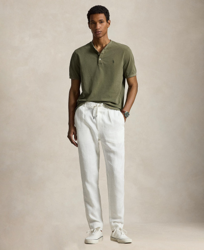 Polo Ralph Lauren Men's Featherweight Mesh Henley Shirt - Cruise Olive