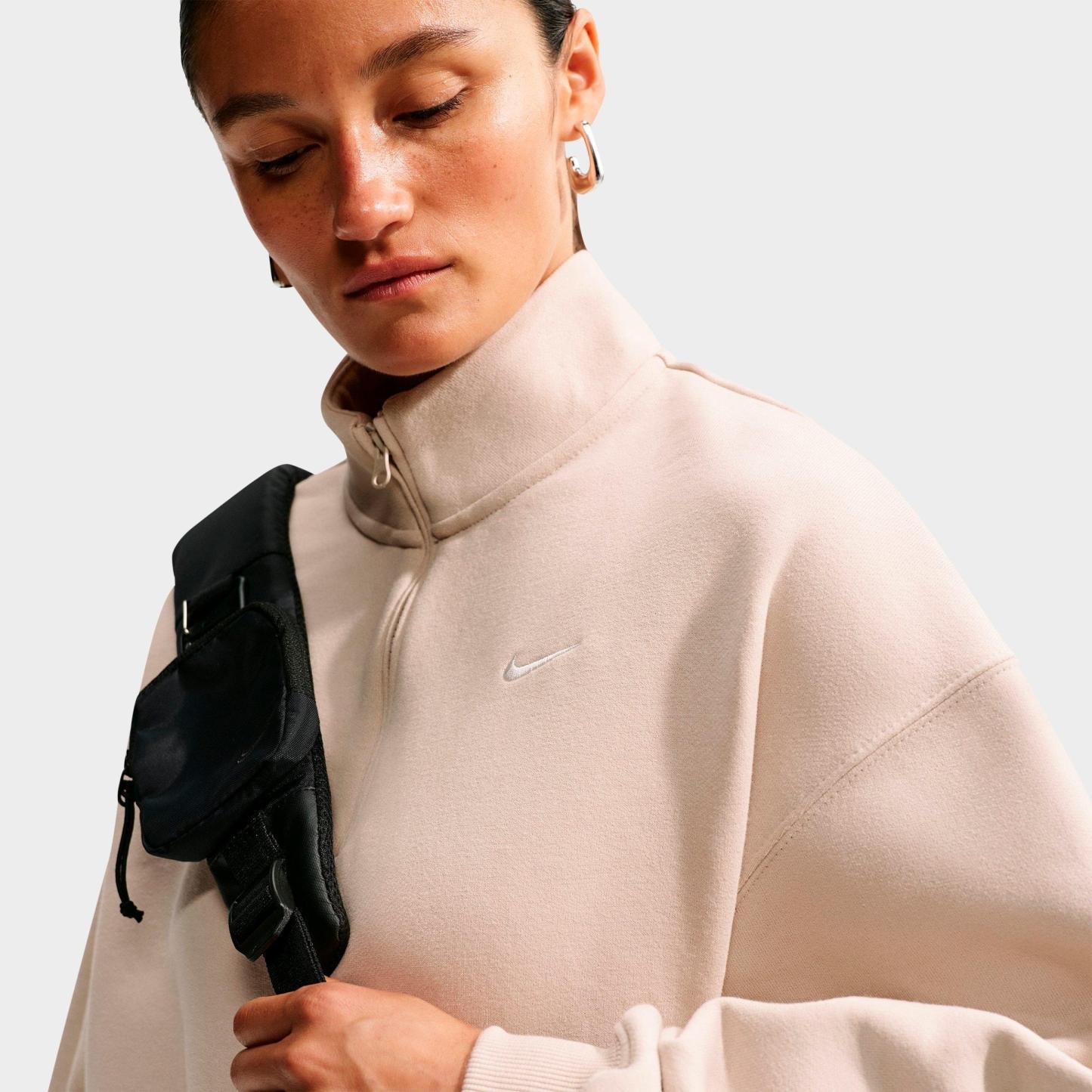 Women's Nithtke Studio Fleece Medium-Weight Oversized Cropped Quarter-Zip Jacket - Cream II/Sail