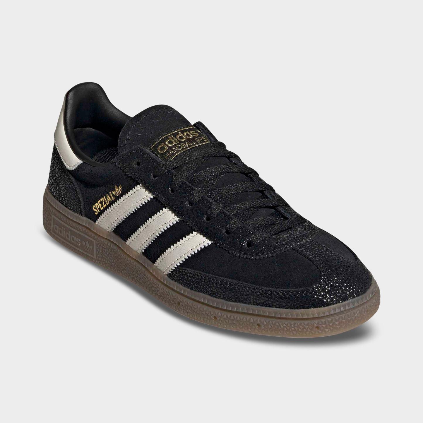 Women's adidas Originals Handball Spezial Casual Shoes - Part 3 - Core Black/Cloud White/Gold Metallic - Both shoes facing left