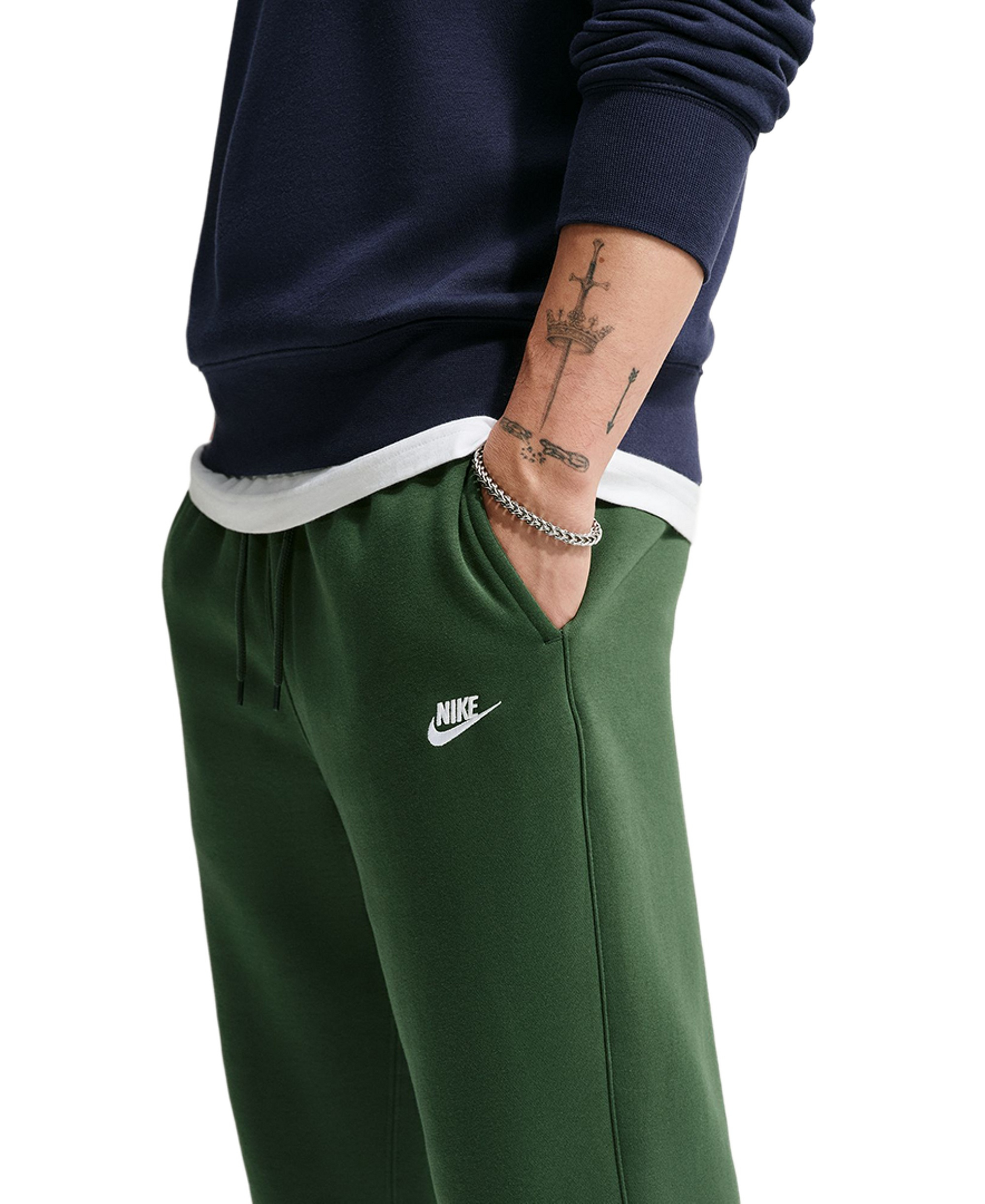 Nike Men's Sportswear Club Drawstring Jogger Pants - Fir/White