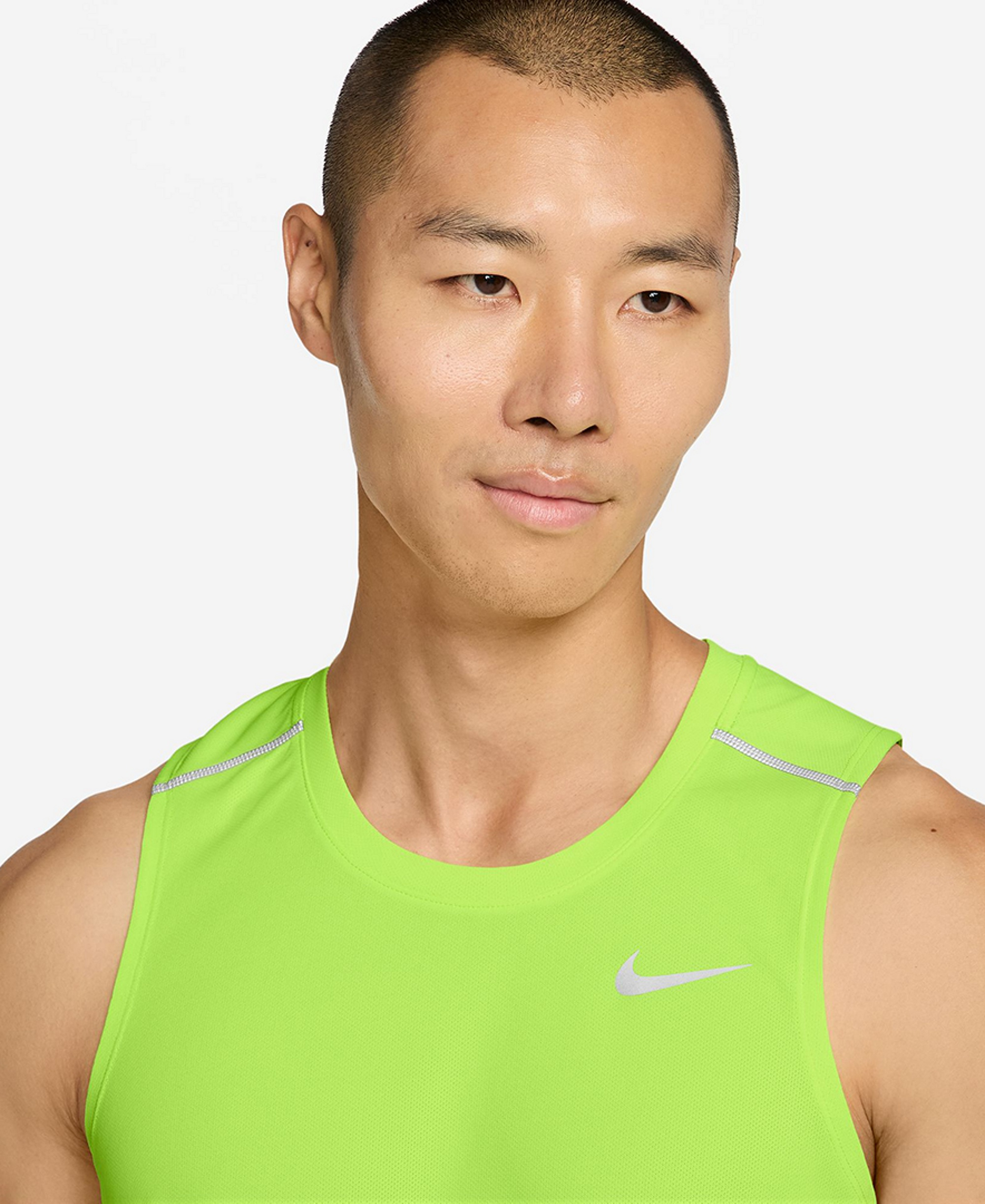 Nike Men's Miler Dri-Fit Running Tank Top - Volt Ice/Reflective Silver