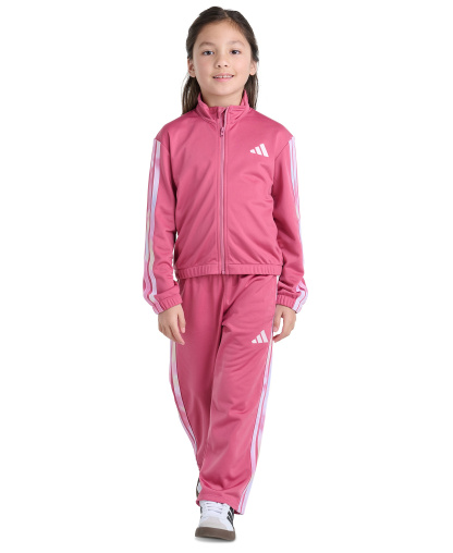 adidas Girls' 2T-6X Long-Sleeve 3-Stripe Jacket and Pants, 2-Piece Set - Dual Magenta