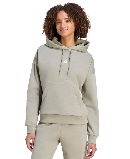 adidas Women's Essentials Long-Sleeve Logo Hoodie - Silver Pebble/White