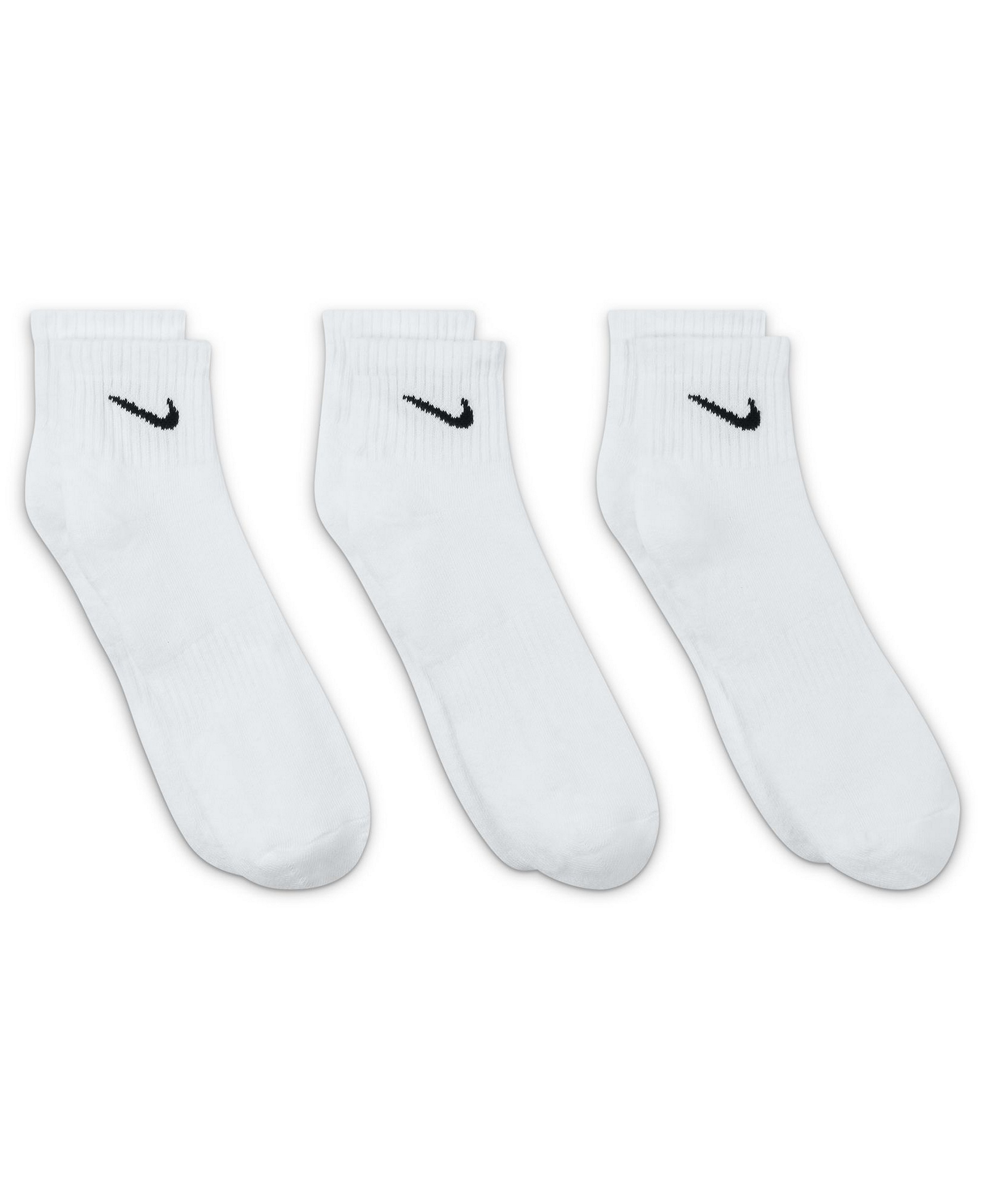 Nike Unisex Quarter Ankle Socks, 3-Pack - White/black