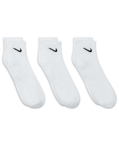 Nike Unisex Quarter Ankle Socks, 3-Pack - White/black