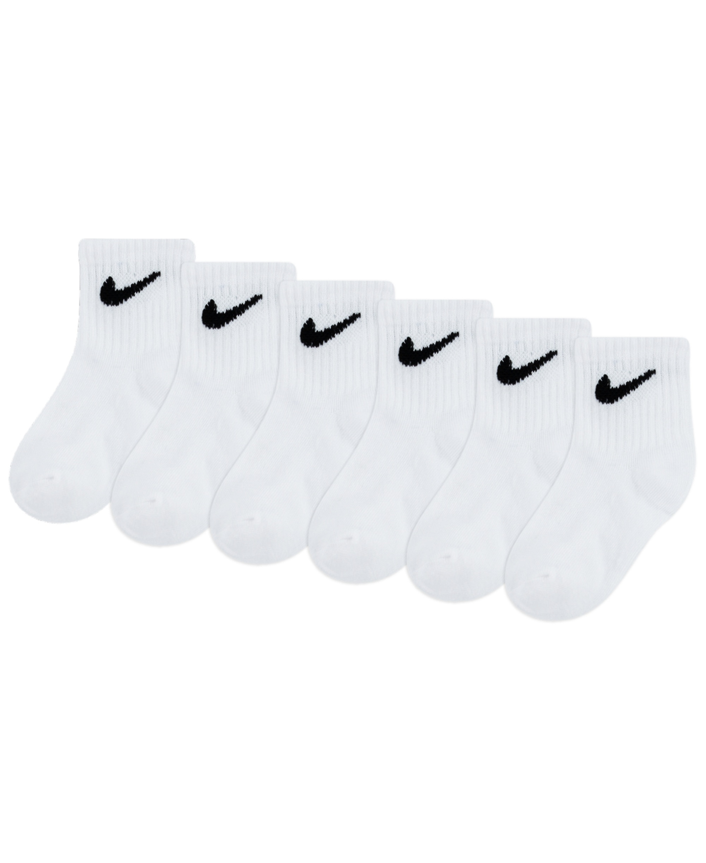 Nike Baby and Toddler Boys' and Baby Girls' Swoosh Ankle Socks, 6-Pack - White