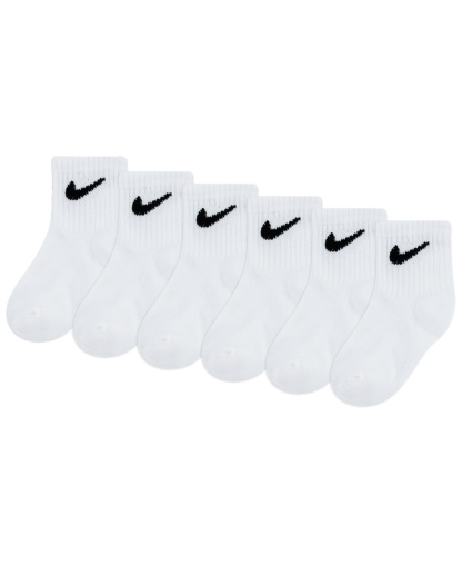 Nike Baby and Toddler Boys' and Baby Girls' Swoosh Ankle Socks, 6-Pack - White