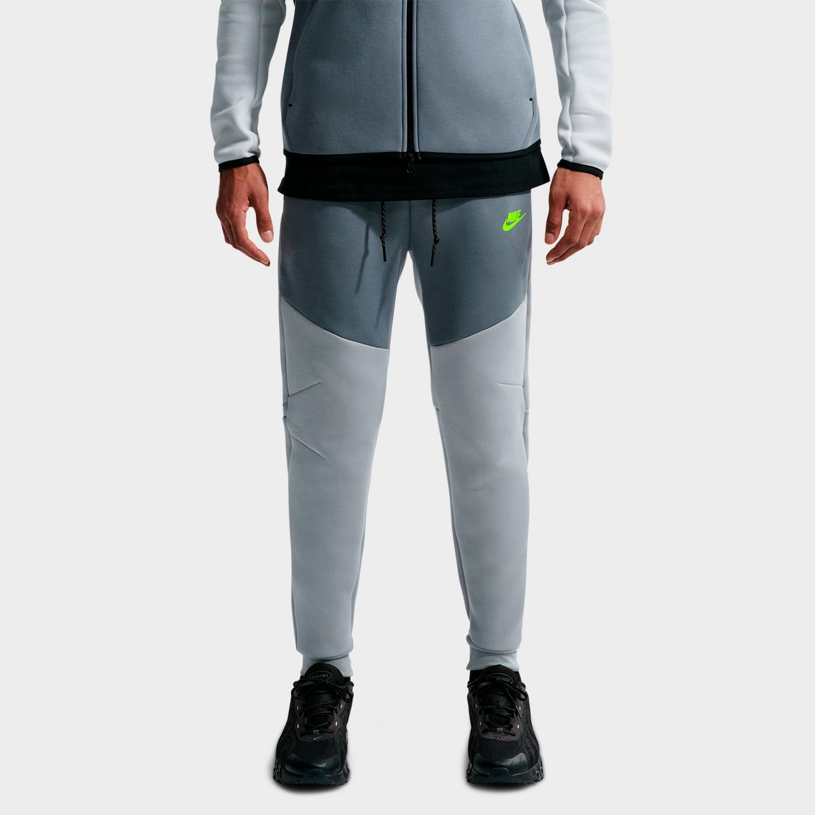 Men's Nike Tech Fleece Jogger Pants - Light Smoke Grey/Cool Grey/Volt