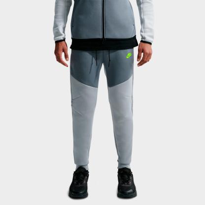Men's Nike Tech Fleece Jogger Pants - Light Smoke Grey/Cool Grey/Volt
