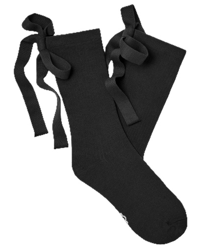 UGG Women's Serenella Novelty Bow Ribbed Crew Socks - Black