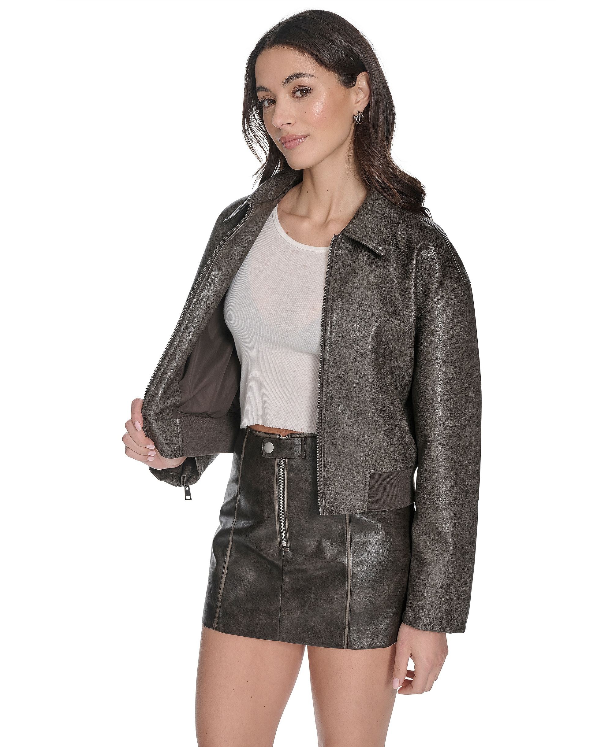 Levi's Women's Faux Leather Lightweight Bomber Jacket - Ash