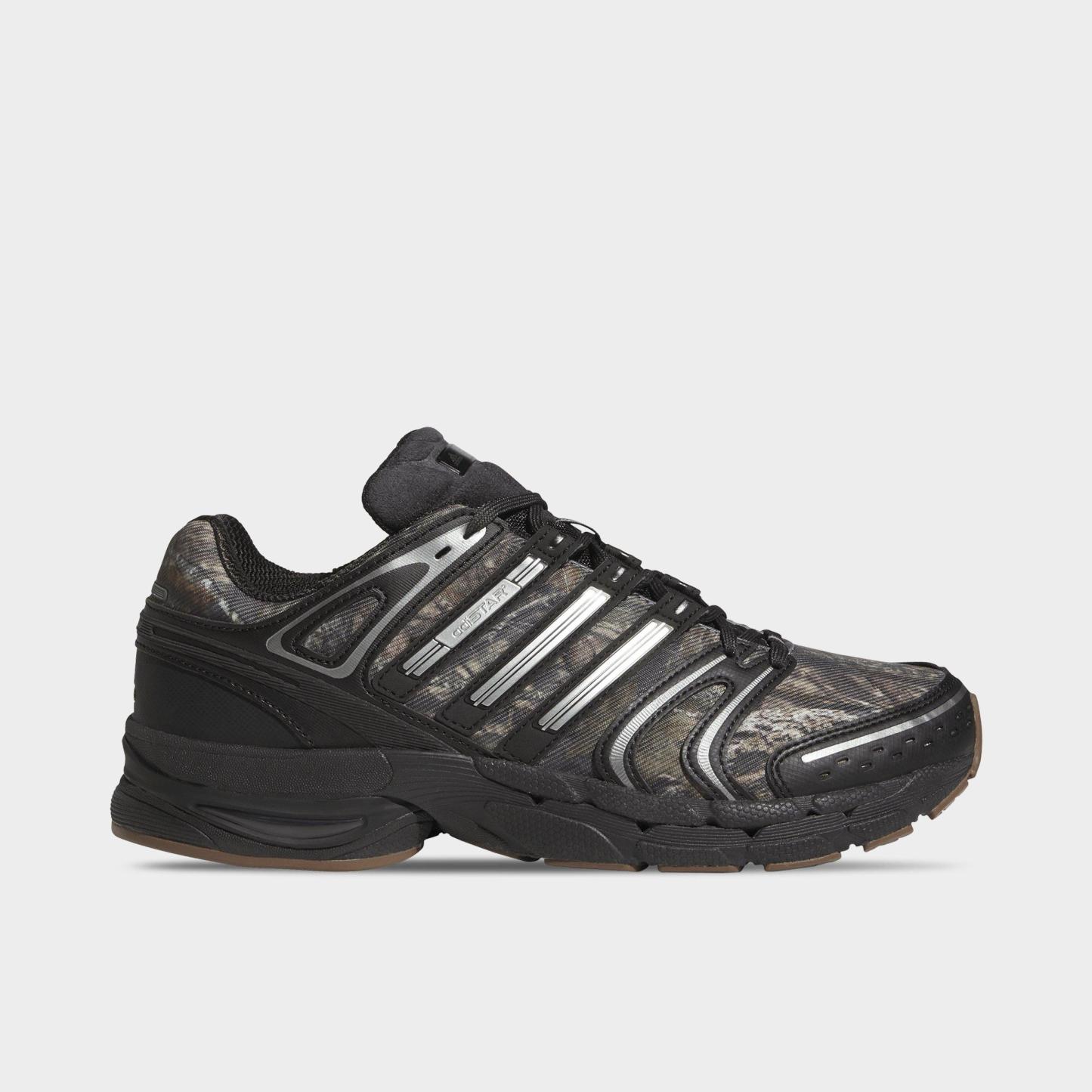 Men's adidas Adistar Control 5 Casual Shoes - Part 2 - Core Black/Iron Metallic/Carbon - Left shoe facing left. Outside of the shoe.