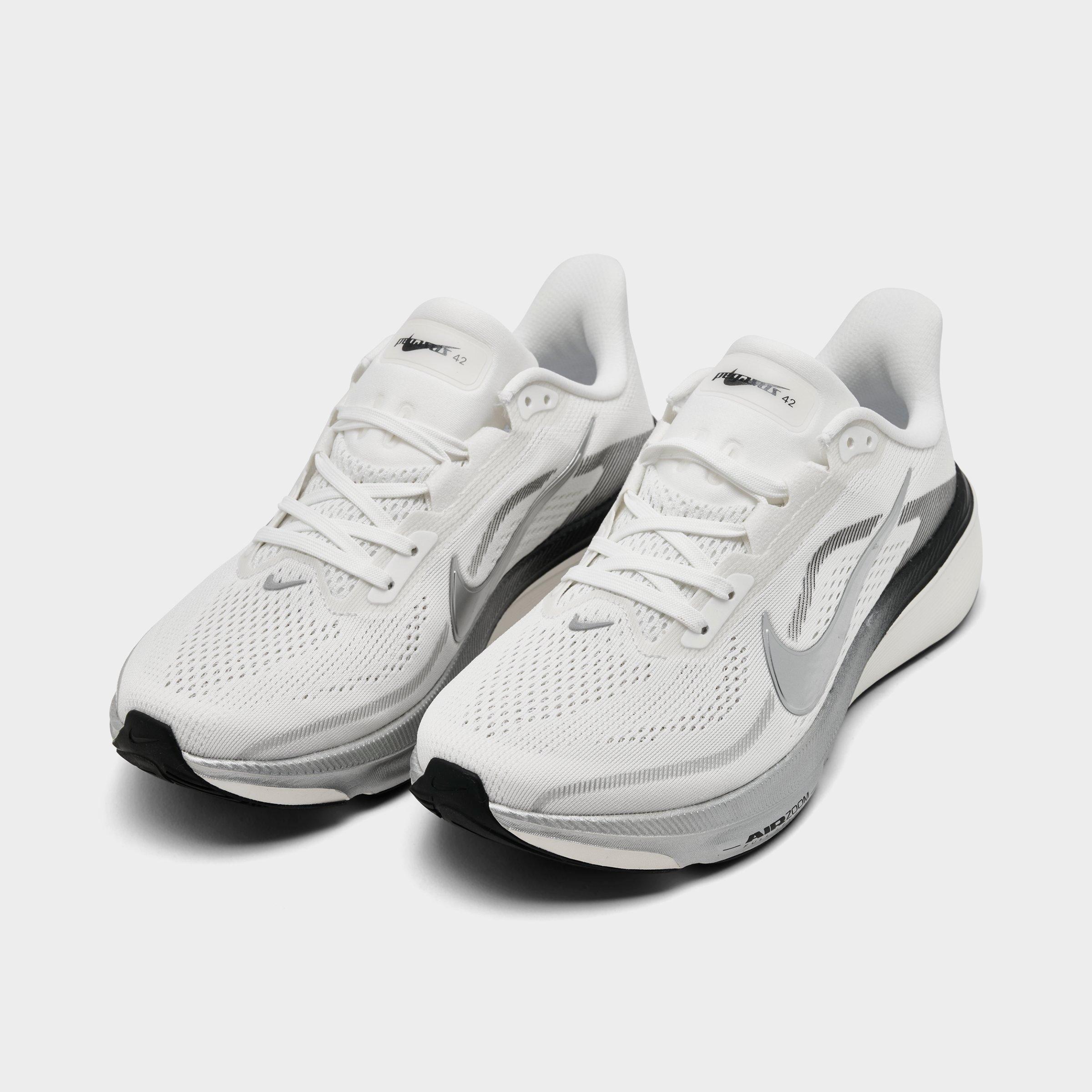 Women's Nithtke Pegasus 42 Running Shoes - Part 2 - Summit White/Metallic Silver - Both shoes facing left