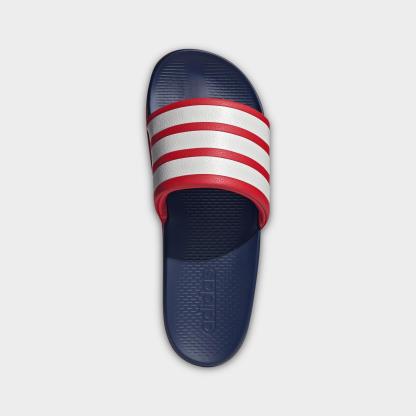 Women's adidas Adilette Comfort 2.0 Slide Sandals - Better Scarlet/Crystal White/Dark Blue - Top view