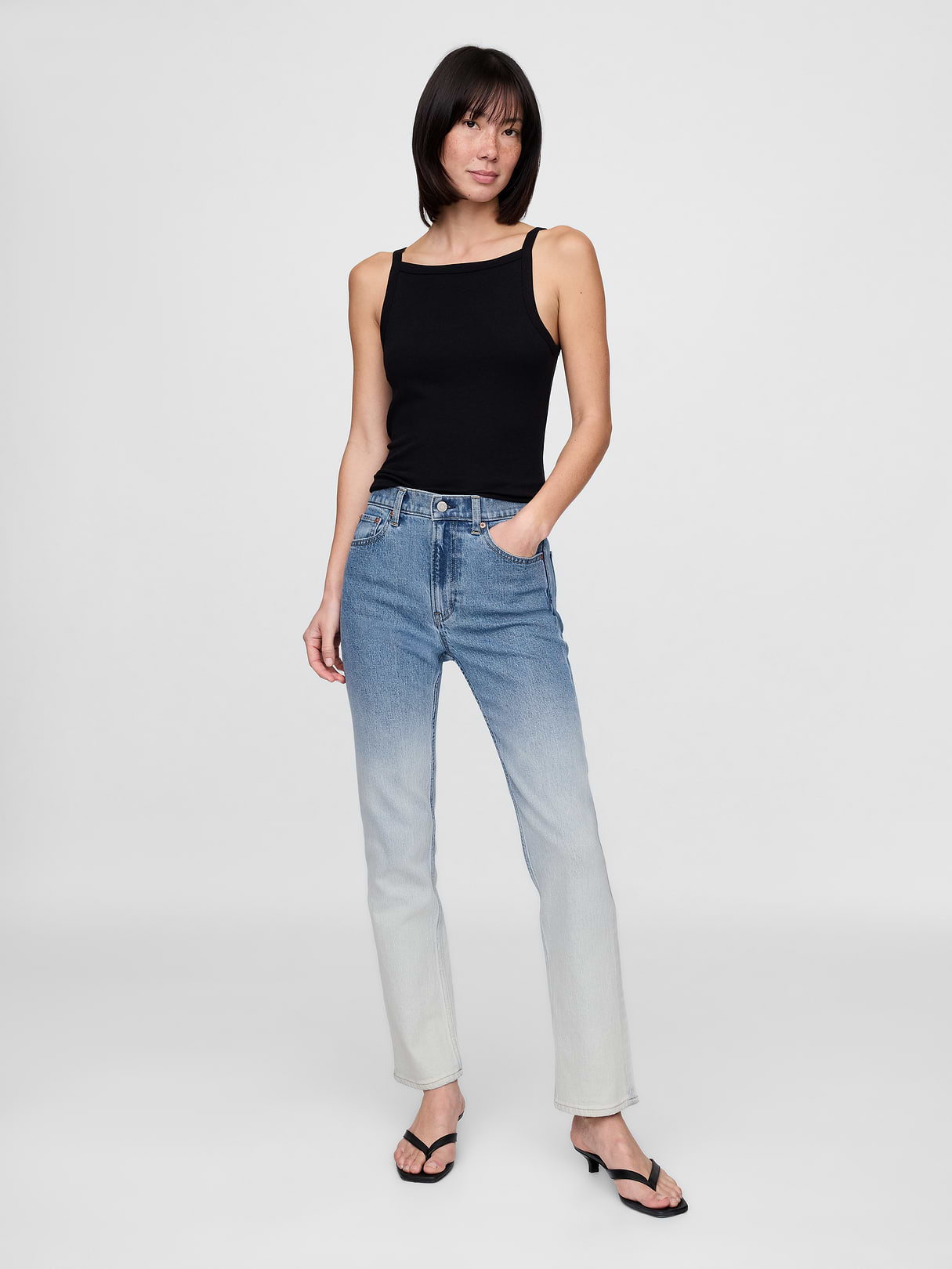 High Rise '90s Slim Straight Jeans - Blue ombré