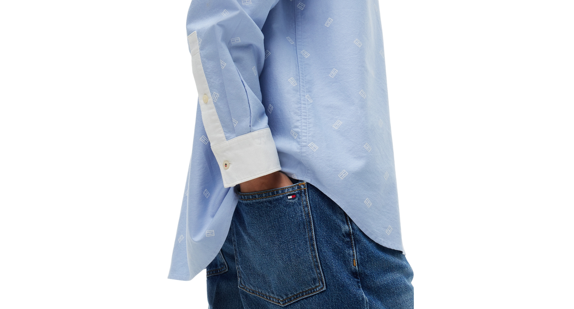Tommy Hilfiger Women's American Icons Critter Long-Sleeve Oxford Shirt, Macy's Exclusive - Sky Blue Flag Critter
