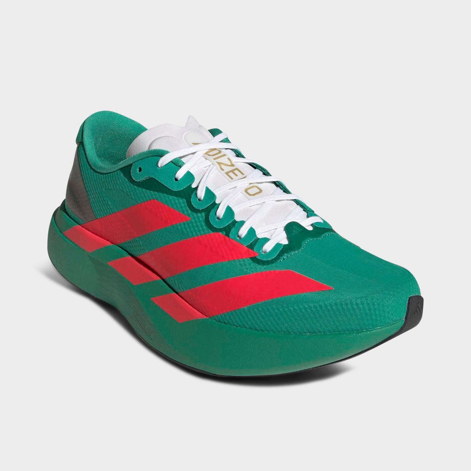 Men's adidas Adizero EVO SL Woven Running Shoes - Court Green/Lucid Red/Cloud White - view 2